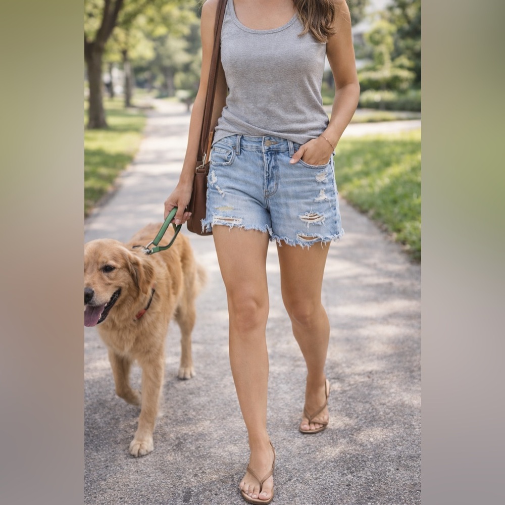 American Eagle Distressed Denim Shorts Women’s Frayed Cutoff Casual Summer